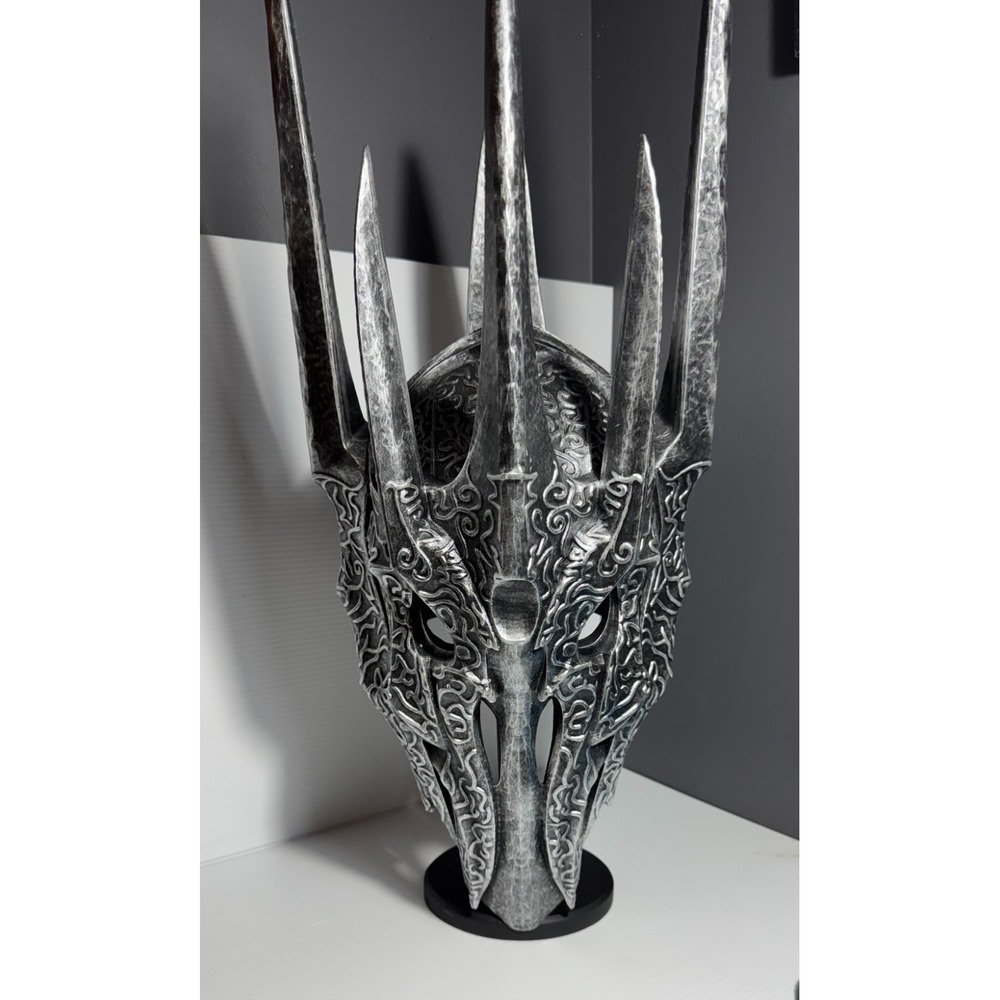 Sauron Dark Lord Helmet Mask LOTR Resin Display w/ Stand 25" Tall Fantasy Prop